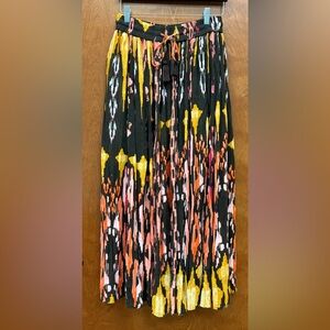 New York & Co Boho brown abstract print maxi skirt elastic waist size medium